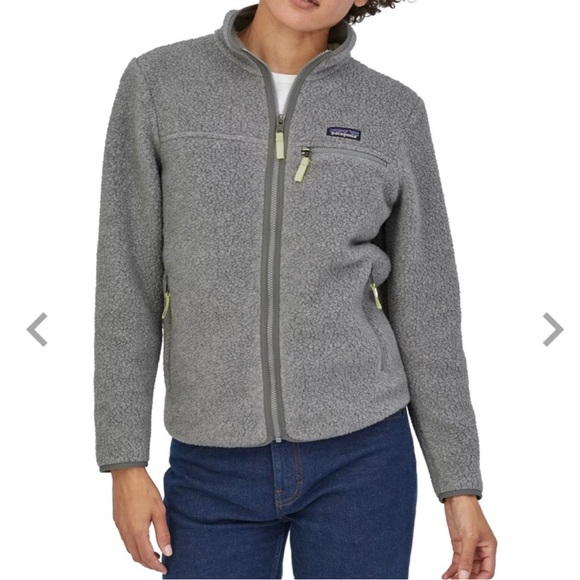 NWOT Patagonia Retro Pile Grey Neon Fleece Jacket - Picture 2 of 6